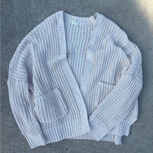 Miracle Textured Open-Front Cardigan - Light Gray